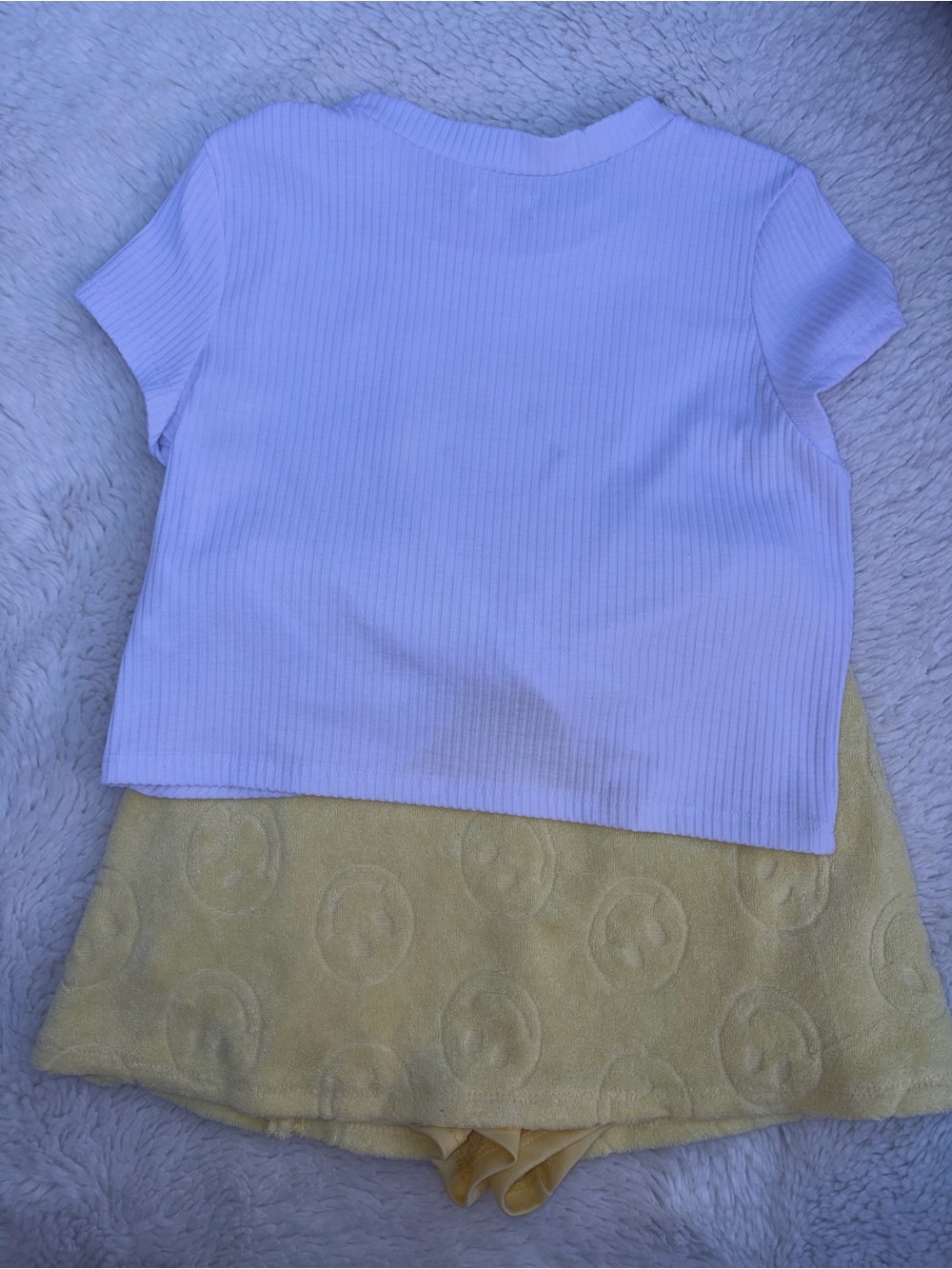 Two Piece Kate Mack Girls 6 Smiley Face Gold Crop Top Terry Cloth Skort Outfit - Picture 7 of 8